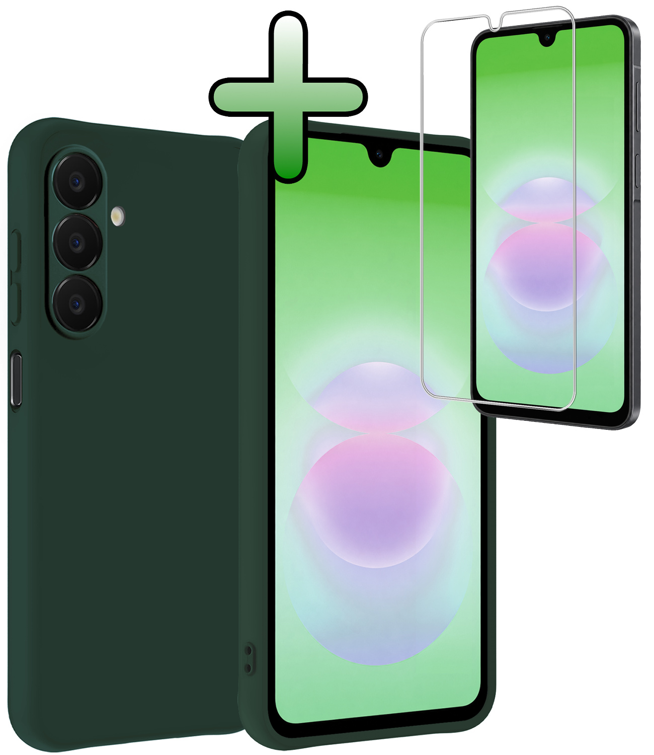 BASEY. BASEY. Samsung Galaxy A18 Hoesje Siliconen Met Screenprotector - Donkergroen