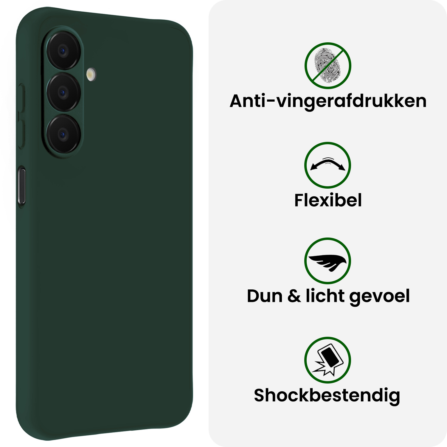 BASEY. BASEY. Samsung Galaxy A18 Hoesje Siliconen Met Screenprotector - Donkergroen