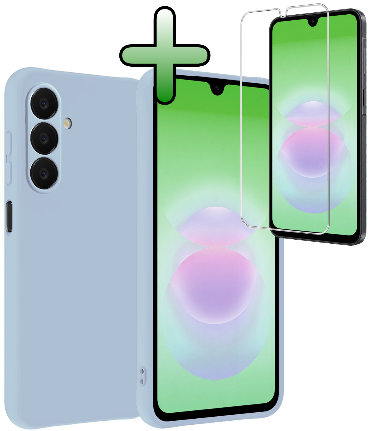 BASEY. BASEY. Samsung Galaxy A18 Hoesje Siliconen Met Screenprotector - Lichtblauw