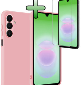 BASEY. BASEY. Samsung Galaxy A18 Hoesje Siliconen Met Screenprotector - Lichtroze