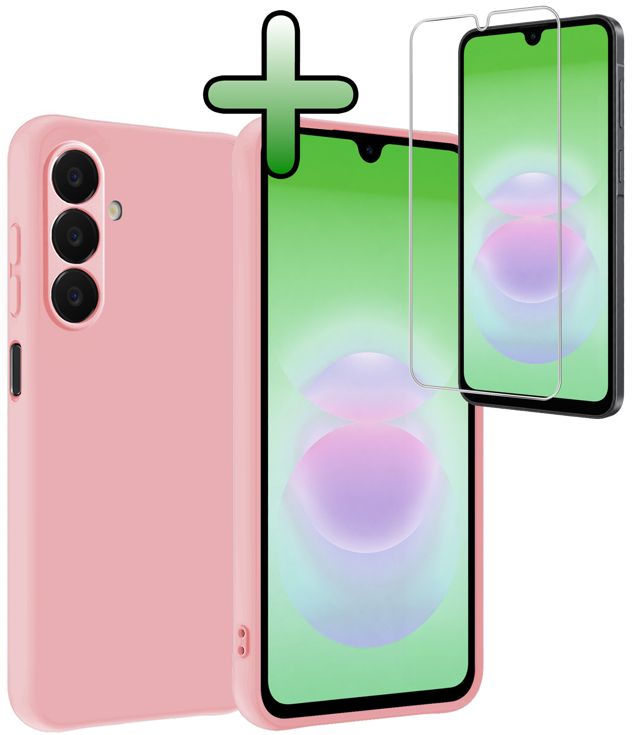 BASEY. BASEY. Samsung Galaxy A18 Hoesje Siliconen Met Screenprotector - Lichtroze