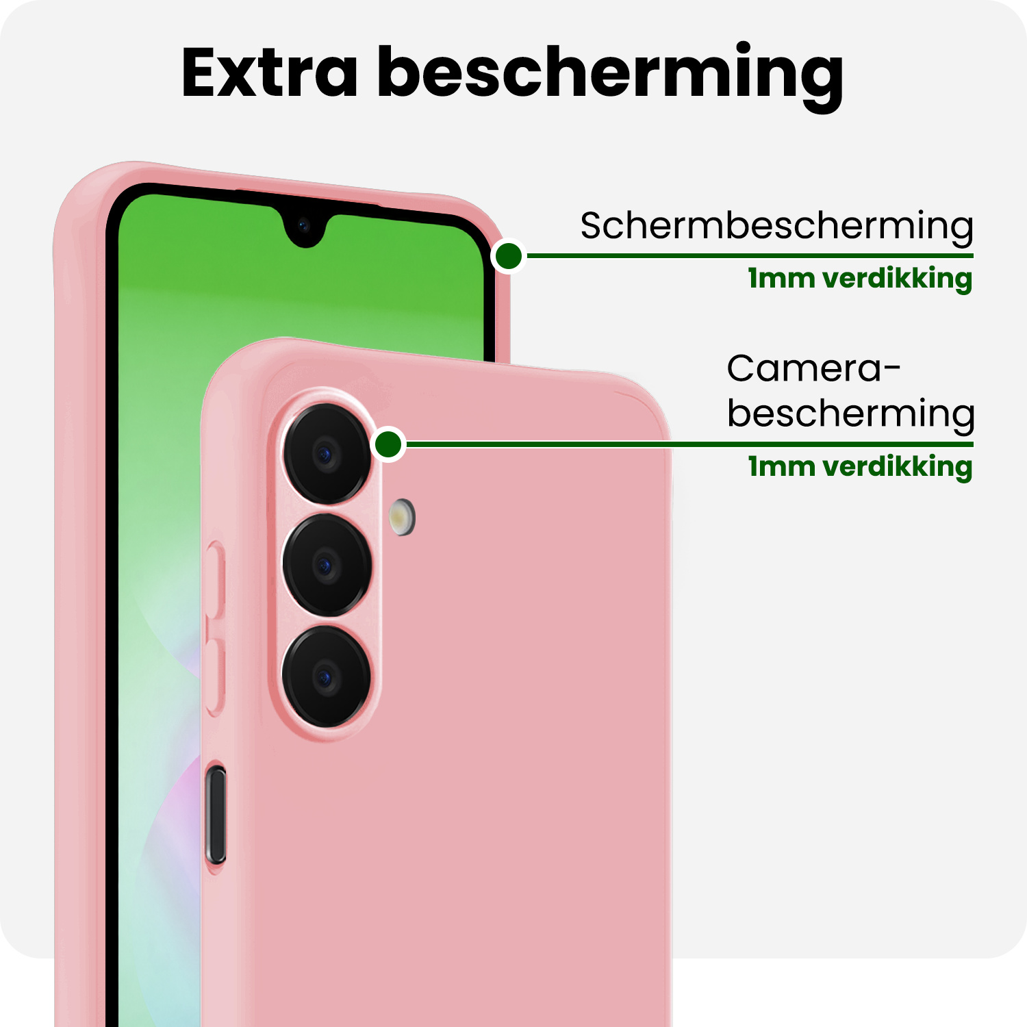 BASEY. BASEY. Samsung Galaxy A18 Hoesje Siliconen Met Screenprotector - Lichtroze