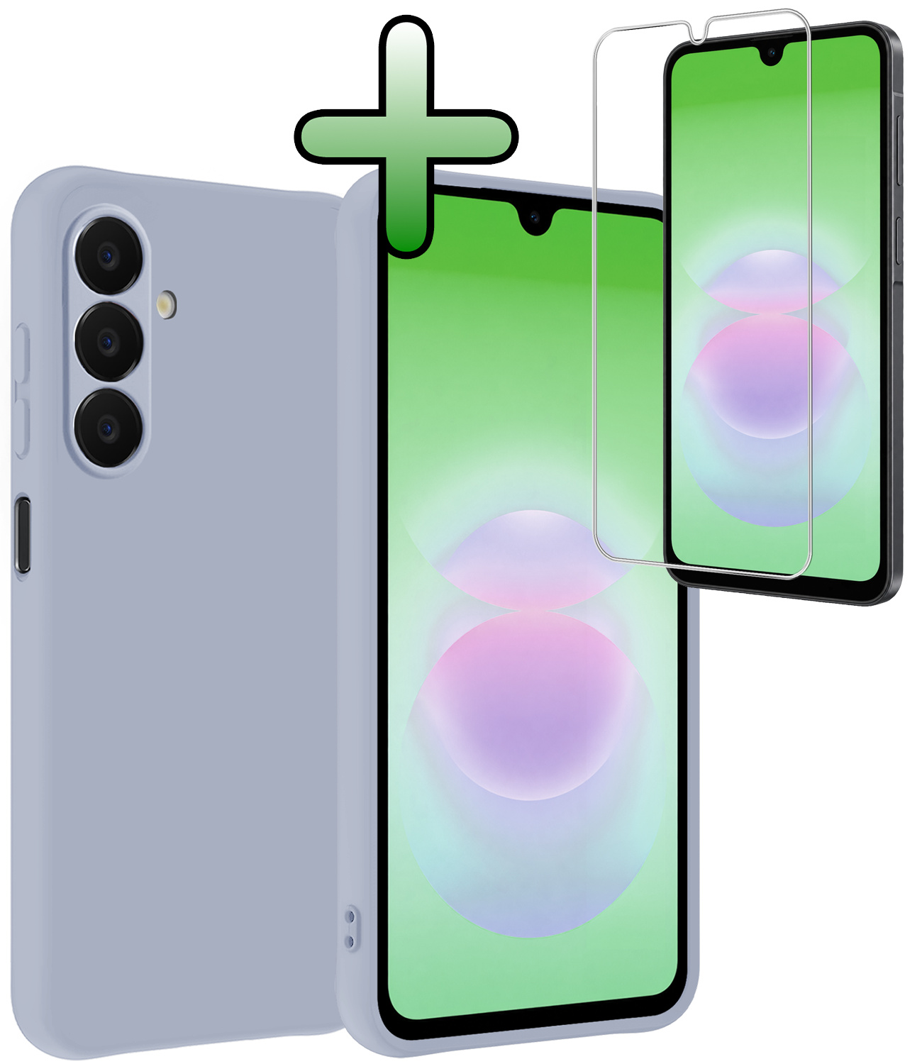 BASEY. BASEY. Samsung Galaxy A18 Hoesje Siliconen Met Screenprotector - Lila