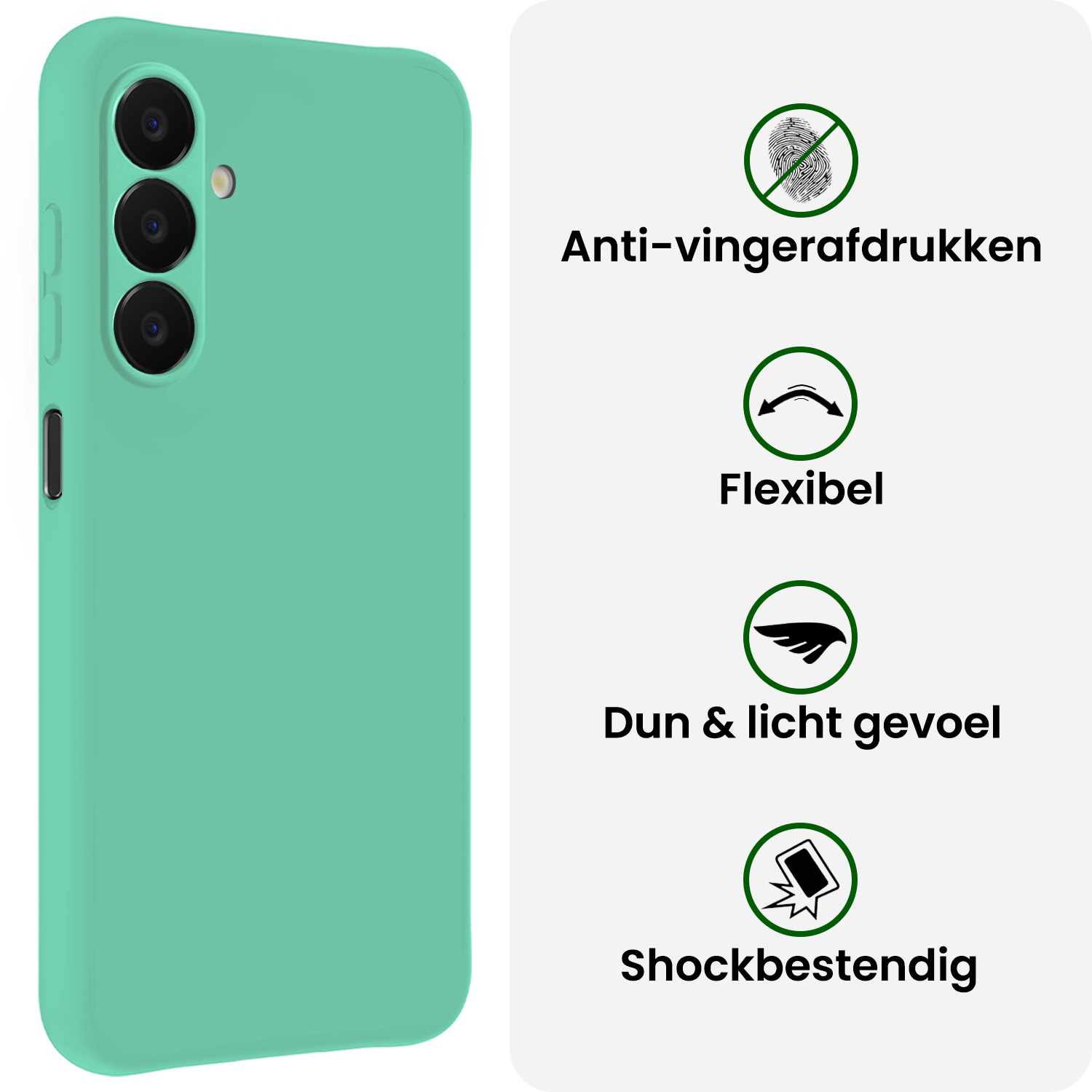 BASEY. BASEY. Samsung Galaxy A18 Hoesje Siliconen Met Screenprotector - Mintgroen