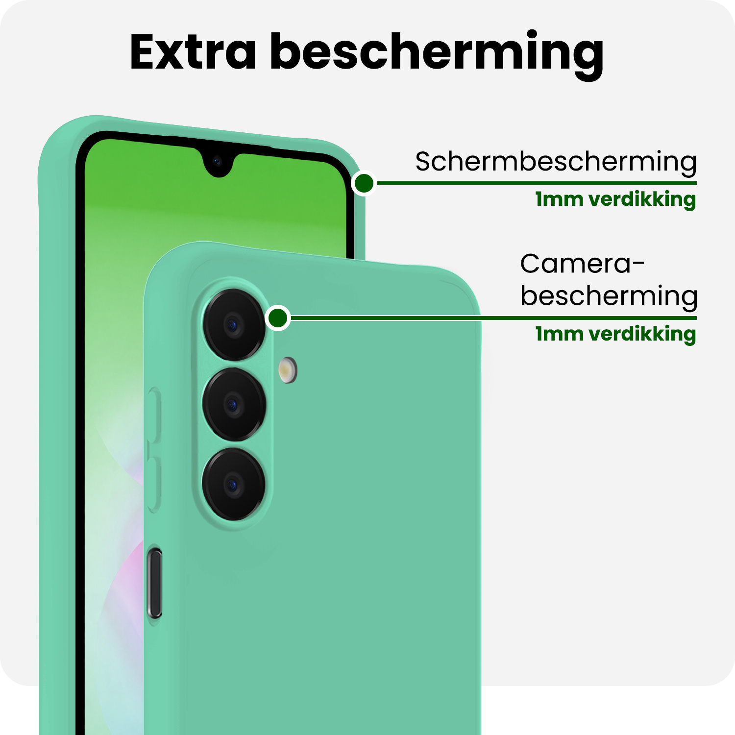 BASEY. BASEY. Samsung Galaxy A18 Hoesje Siliconen Met Screenprotector - Mintgroen