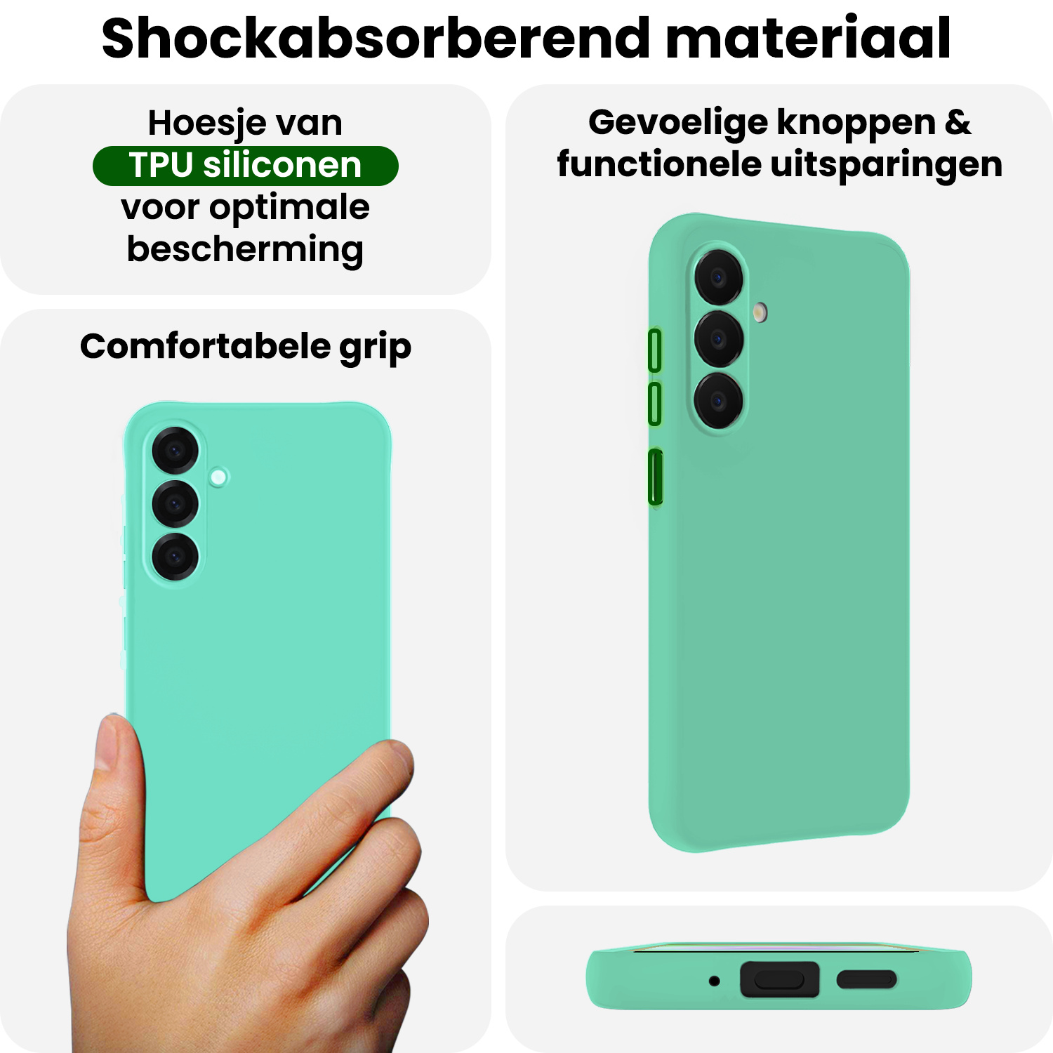 BASEY. BASEY. Samsung Galaxy A18 Hoesje Siliconen Met Screenprotector - Mintgroen