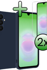 BASEY. BASEY. Samsung Galaxy A18 Hoesje Siliconen Met 2x Screenprotector - Donkerblauw