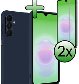 BASEY. BASEY. Samsung Galaxy A18 Hoesje Siliconen Met 2x Screenprotector - Donkerblauw
