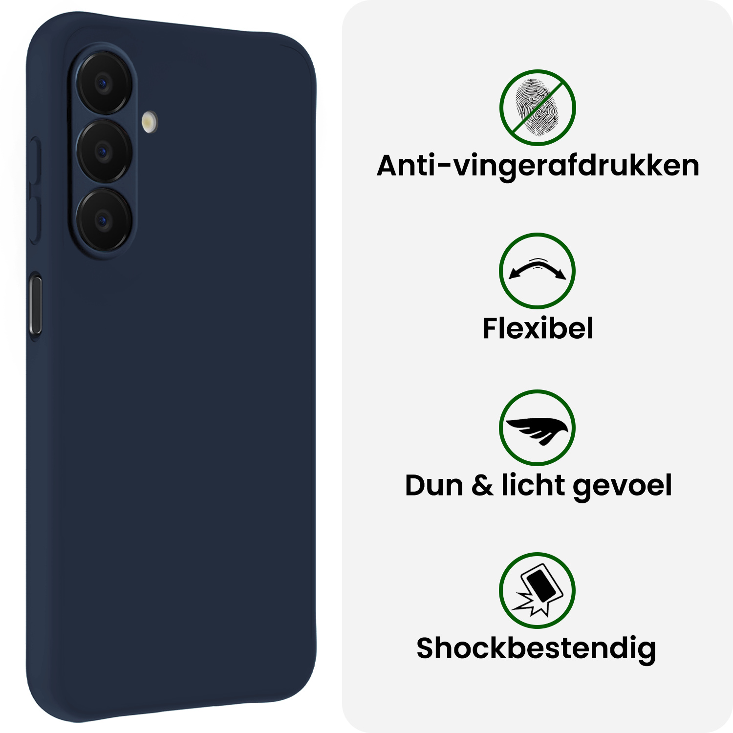 BASEY. BASEY. Samsung Galaxy A18 Hoesje Siliconen Met 2x Screenprotector - Donkerblauw
