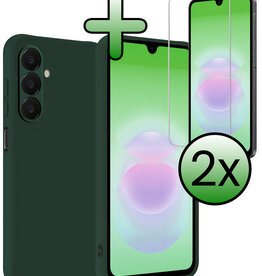 BASEY. BASEY. Samsung Galaxy A18 Hoesje Siliconen Met 2x Screenprotector - Donkergroen