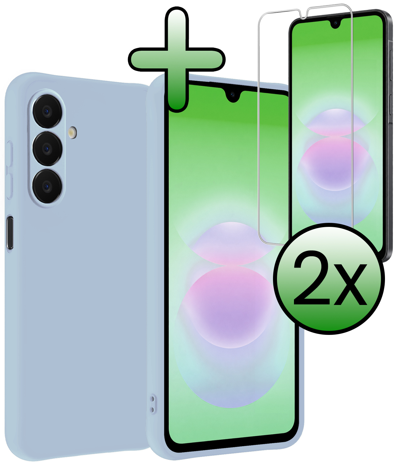BASEY. BASEY. Samsung Galaxy A18 Hoesje Siliconen Met 2x Screenprotector - Lichtblauw