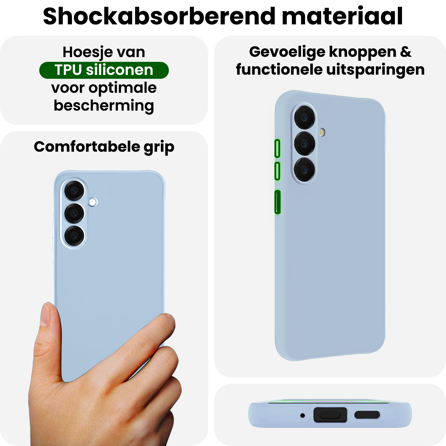 BASEY. BASEY. Samsung Galaxy A18 Hoesje Siliconen Met 2x Screenprotector - Lichtblauw