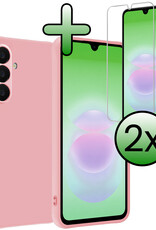 BASEY. BASEY. Samsung Galaxy A18 Hoesje Siliconen Met 2x Screenprotector - Lichtroze
