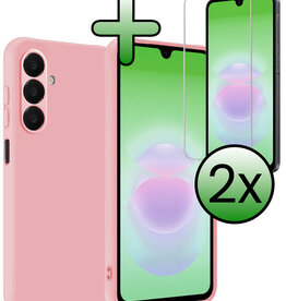 BASEY. BASEY. Samsung Galaxy A18 Hoesje Siliconen Met 2x Screenprotector - Lichtroze