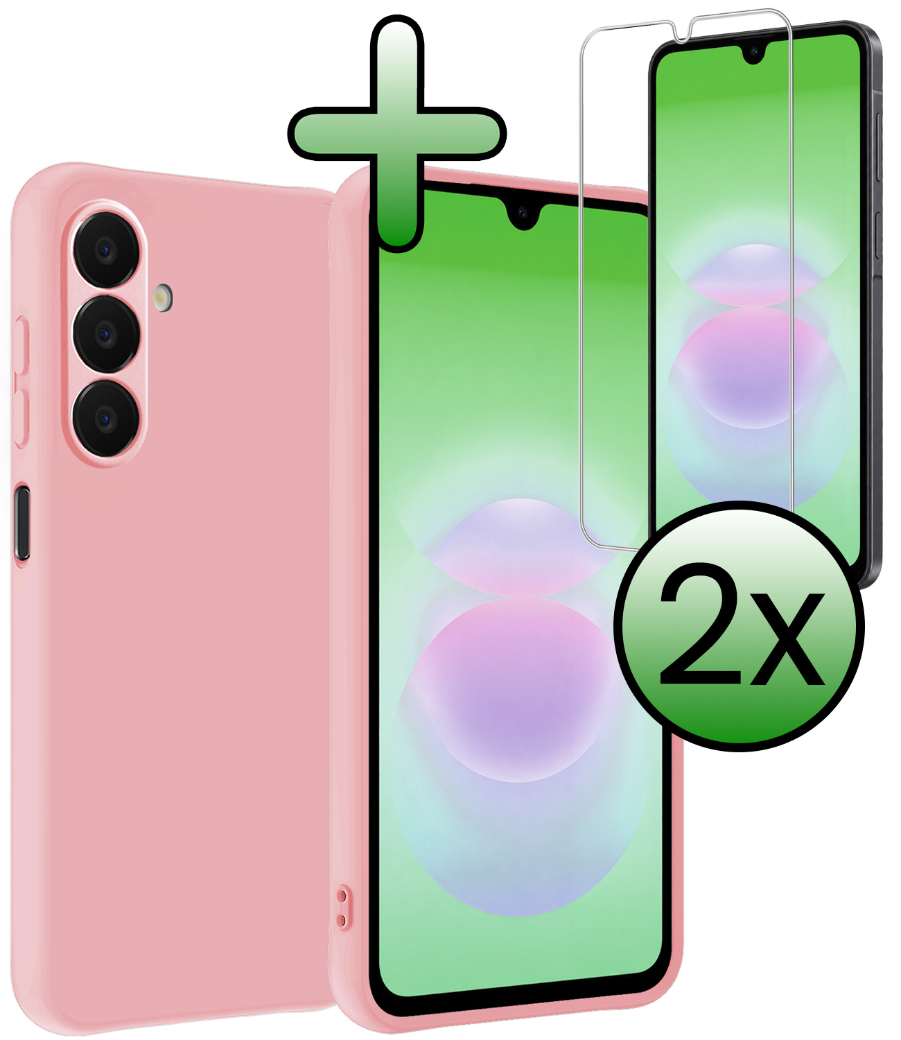 BASEY. BASEY. Samsung Galaxy A18 Hoesje Siliconen Met 2x Screenprotector - Lichtroze
