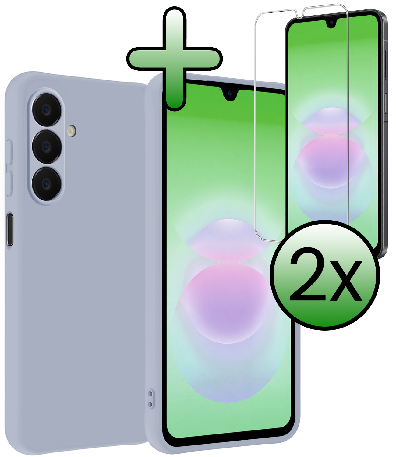 BASEY. BASEY. Samsung Galaxy A18 Hoesje Siliconen Met 2x Screenprotector - Lila