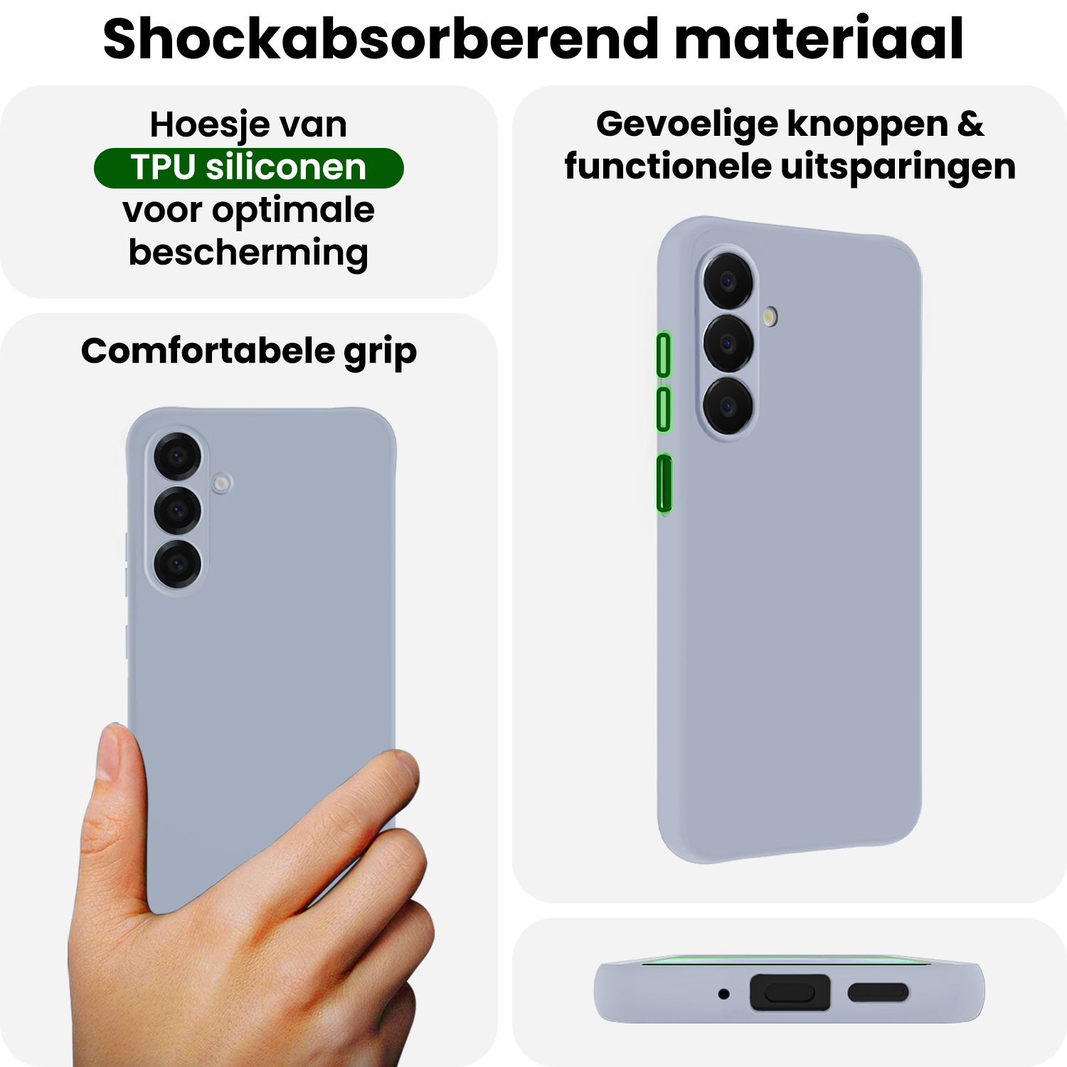 BASEY. BASEY. Samsung Galaxy A18 Hoesje Siliconen Met 2x Screenprotector - Lila