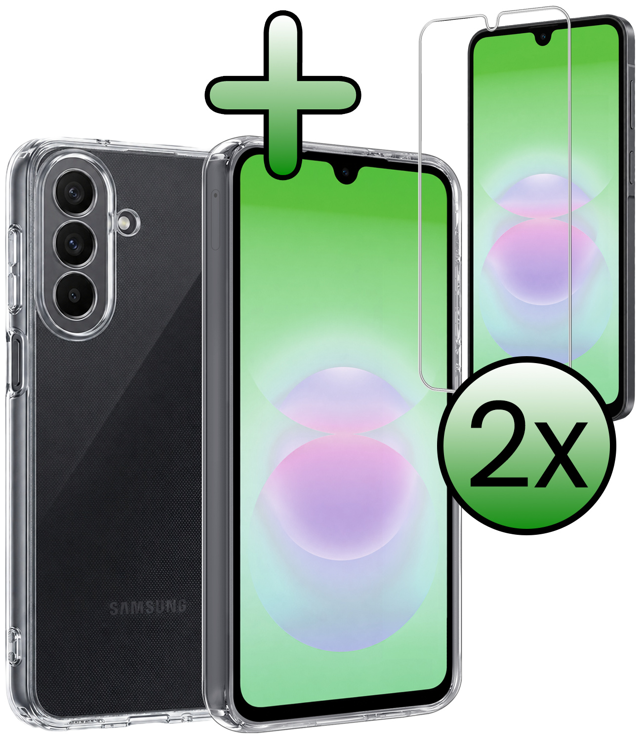 BASEY. BASEY. Samsung Galaxy A18 Hoesje Siliconen Met 2x Screenprotector - Transparant