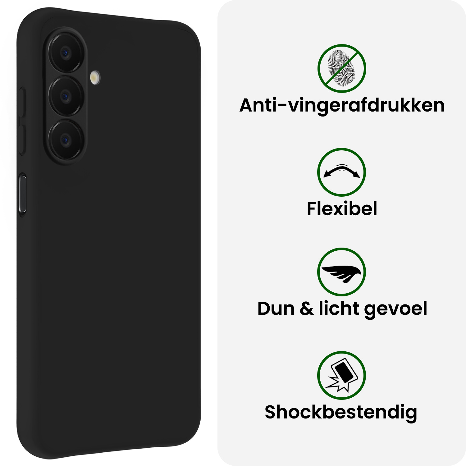 BASEY. BASEY. Samsung Galaxy A18 Hoesje Siliconen Met 2x Screenprotector - Zwart