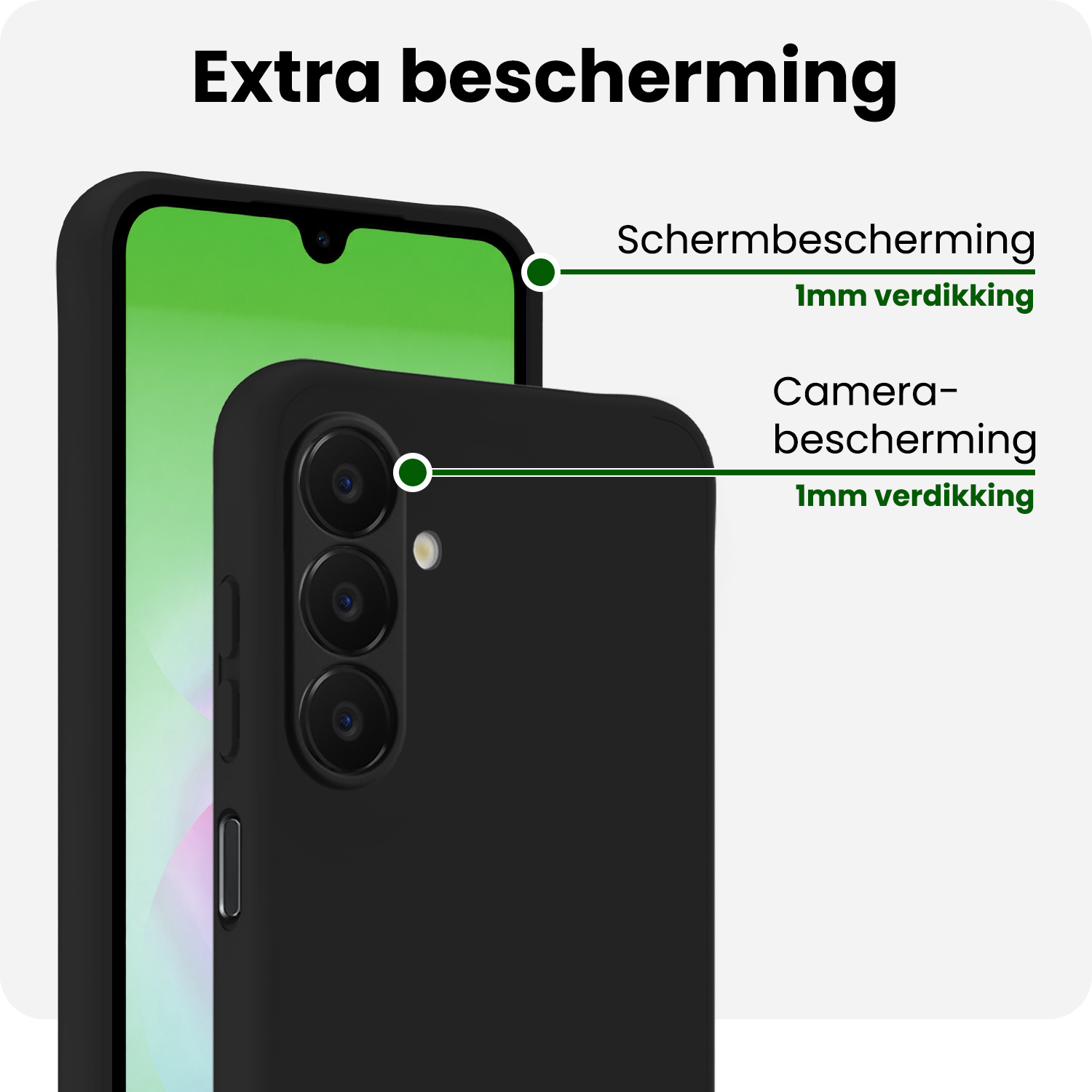 BASEY. BASEY. Samsung Galaxy A18 Hoesje Siliconen Met 2x Screenprotector - Zwart