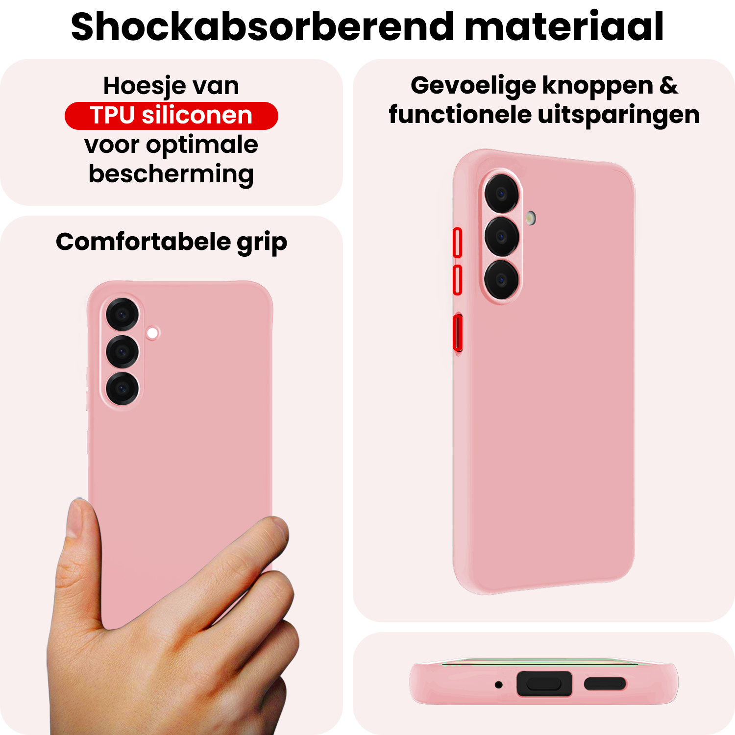 NoXx NoXx Samsung Galaxy A18 Hoesje Siliconen - Lichtroze - 2 PACK