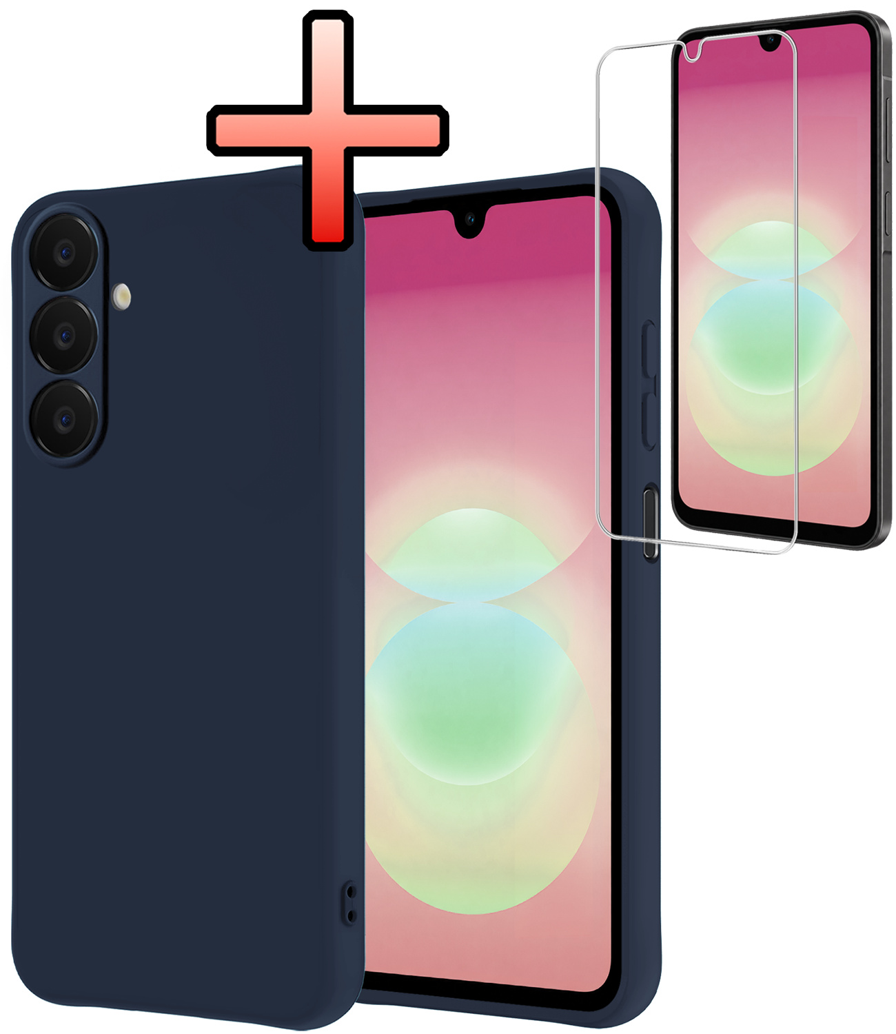 NoXx NoXx Samsung Galaxy A18 Hoesje Siliconen Met Screenprotector - Donkerblauw
