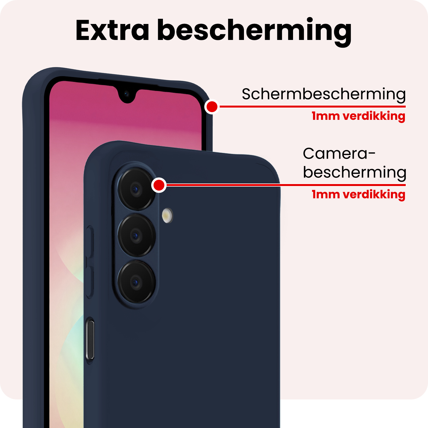 NoXx NoXx Samsung Galaxy A18 Hoesje Siliconen Met Screenprotector - Donkerblauw