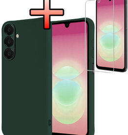 NoXx NoXx Samsung Galaxy A18 Hoesje Siliconen Met Screenprotector - Donkergroen