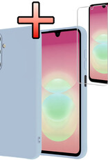 NoXx NoXx Samsung Galaxy A18 Hoesje Siliconen Met Screenprotector - Lichtblauw