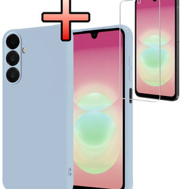 NoXx NoXx Samsung Galaxy A18 Hoesje Siliconen Met Screenprotector - Lichtblauw