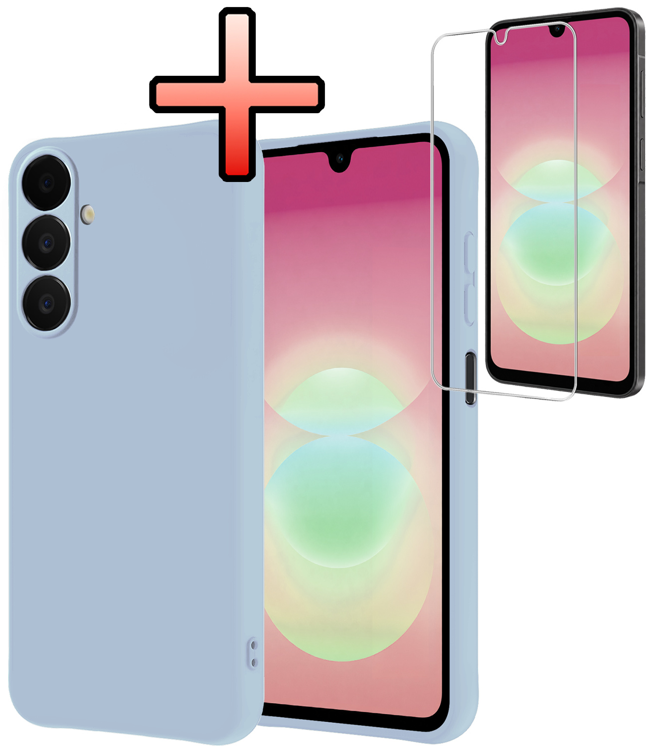 NoXx NoXx Samsung Galaxy A18 Hoesje Siliconen Met Screenprotector - Lichtblauw