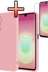 NoXx NoXx Samsung Galaxy A18 Hoesje Siliconen Met Screenprotector - Lichtroze