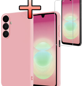 NoXx NoXx Samsung Galaxy A18 Hoesje Siliconen Met Screenprotector - Lichtroze