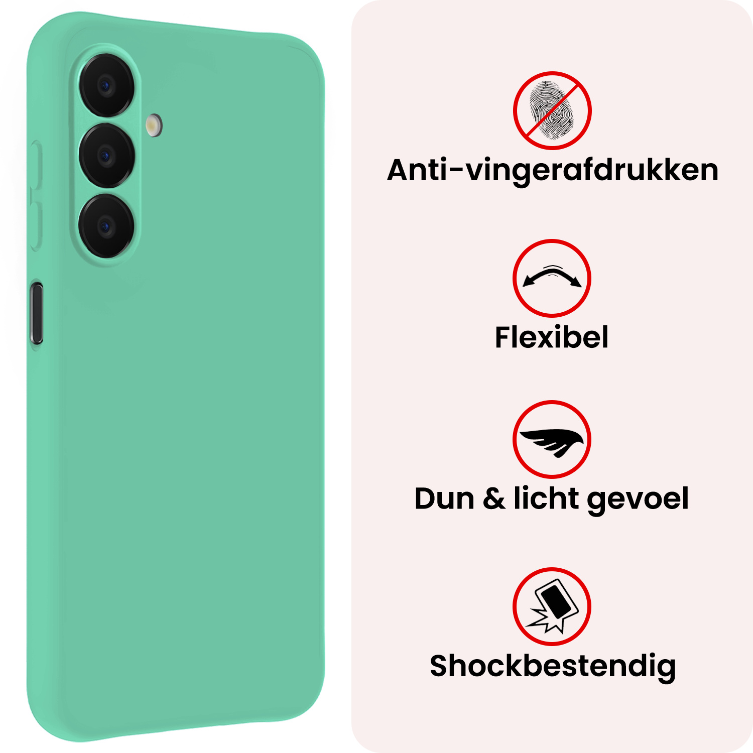 NoXx NoXx Samsung Galaxy A18 Hoesje Siliconen Met Screenprotector - Mintgroen