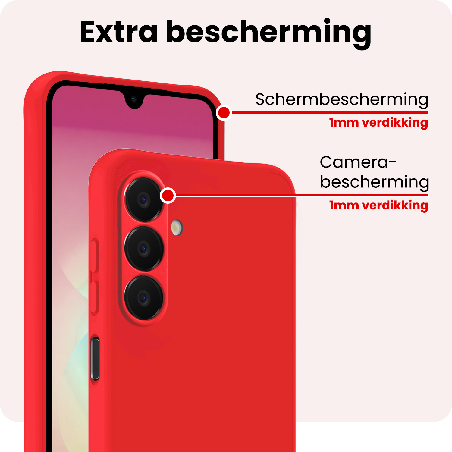 NoXx NoXx Samsung Galaxy A18 Hoesje Siliconen Met Screenprotector - Rood