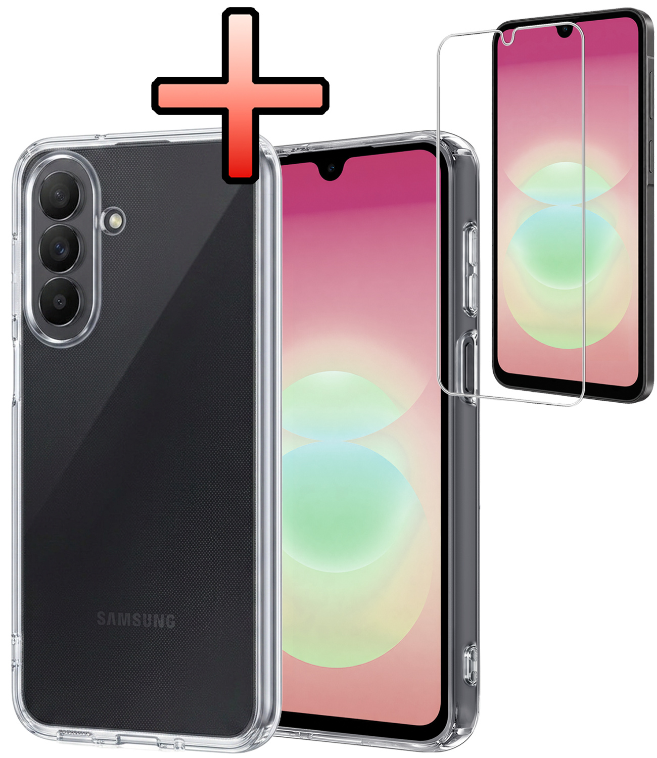 NoXx NoXx Samsung Galaxy A18 Hoesje Siliconen Met Screenprotector - Transparant