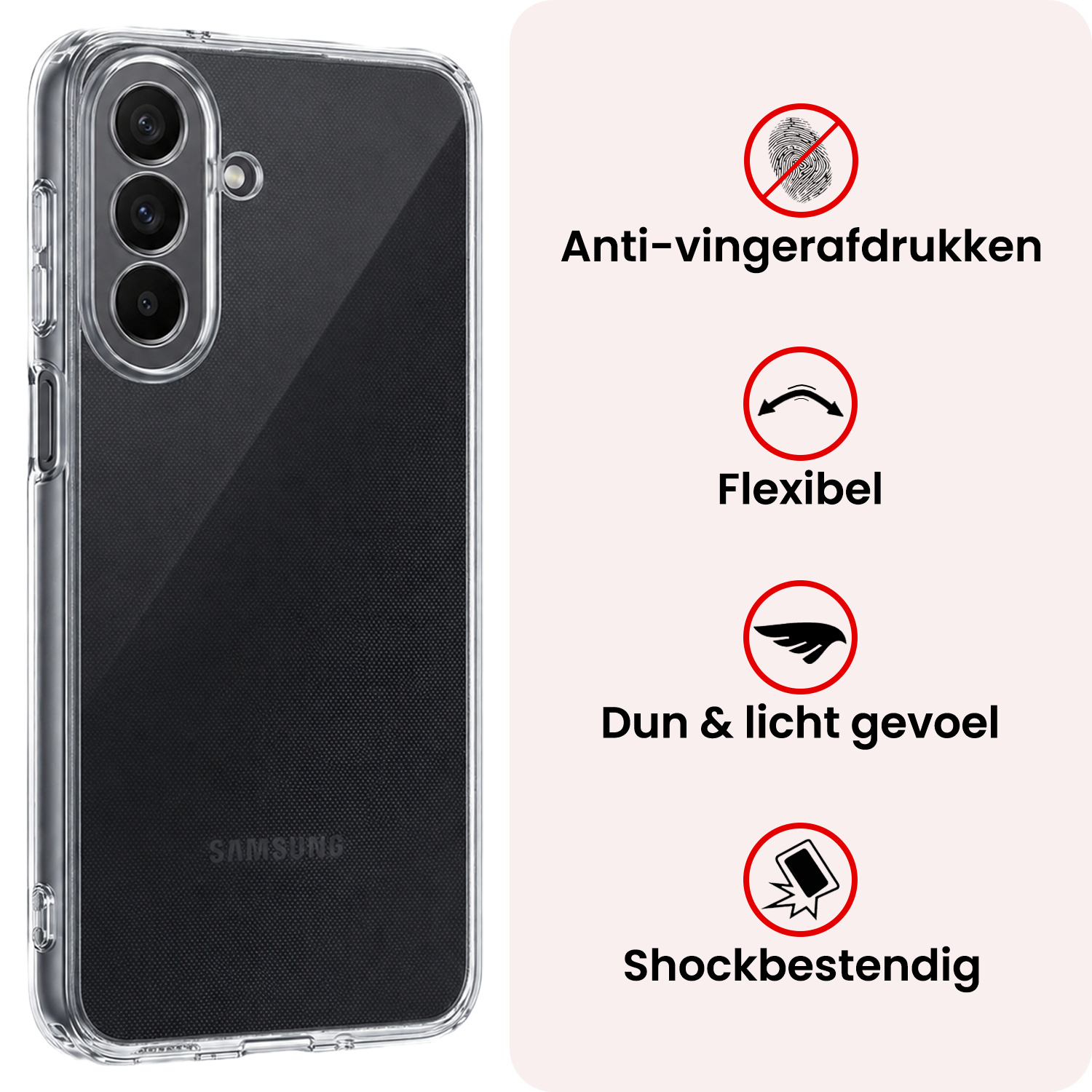 NoXx NoXx Samsung Galaxy A18 Hoesje Siliconen Met Screenprotector - Transparant