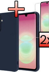 NoXx NoXx Samsung Galaxy A18 Hoesje Siliconen Met 2x Screenprotector - Donkerblauw