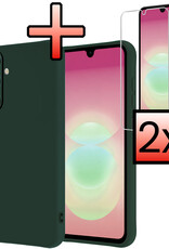 NoXx NoXx Samsung Galaxy A18 Hoesje Siliconen Met 2x Screenprotector - Donkergroen