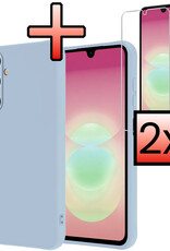 NoXx NoXx Samsung Galaxy A18 Hoesje Siliconen Met 2x Screenprotector - Lichtblauw