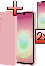 NoXx NoXx Samsung Galaxy A18 Hoesje Siliconen Met 2x Screenprotector - Lichtroze