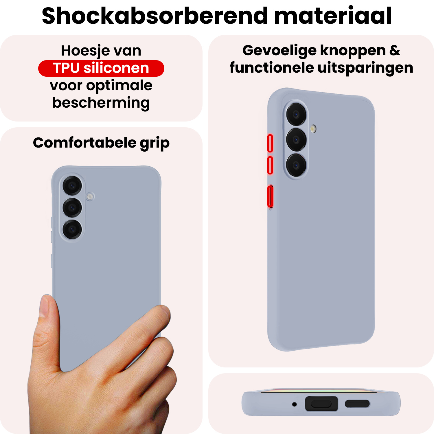 NoXx NoXx Samsung Galaxy A18 Hoesje Siliconen Met 2x Screenprotector - Lila