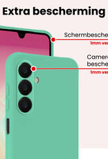 NoXx NoXx Samsung Galaxy A18 Hoesje Siliconen Met 2x Screenprotector - Mintgroen