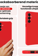 NoXx NoXx Samsung Galaxy A18 Hoesje Siliconen Met 2x Screenprotector - Rood