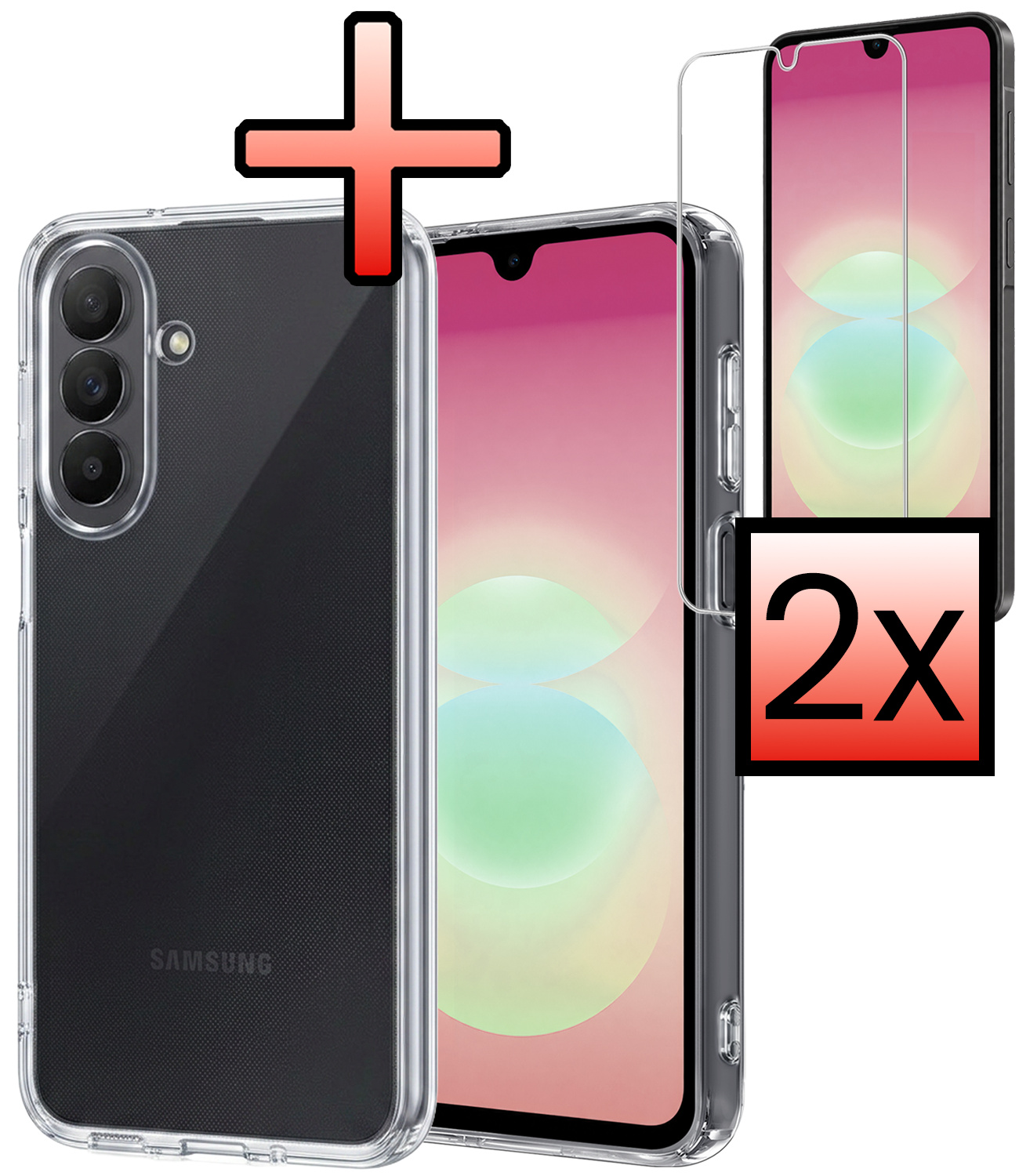NoXx NoXx Samsung Galaxy A18 Hoesje Siliconen Met 2x Screenprotector - Transparant