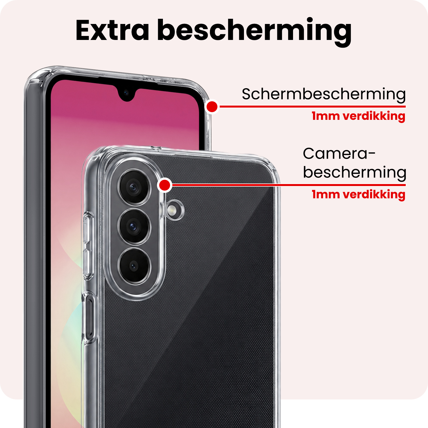 NoXx NoXx Samsung Galaxy A18 Hoesje Siliconen Met 2x Screenprotector - Transparant