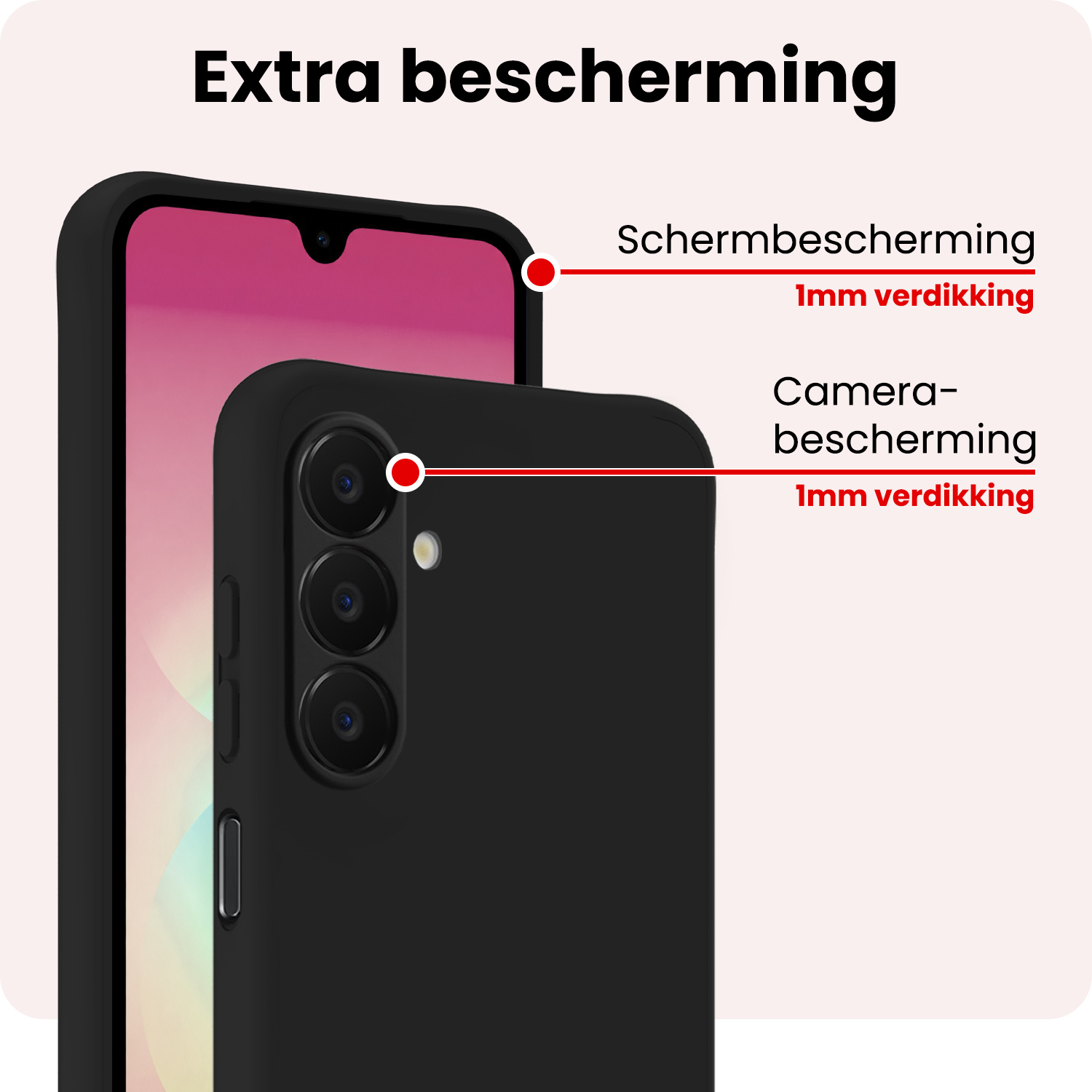 NoXx NoXx Samsung Galaxy A18 Hoesje Siliconen Met 2x Screenprotector - Zwart