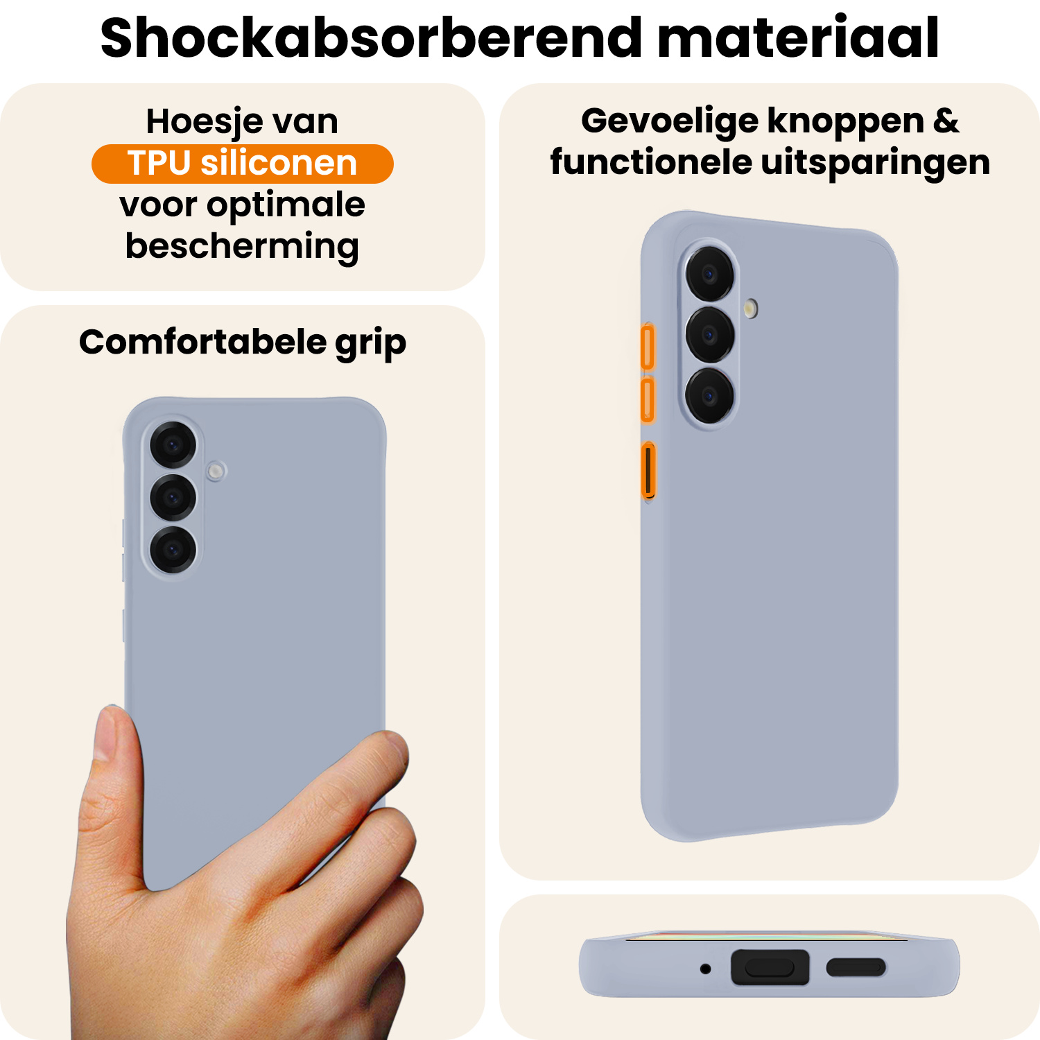 Nomfy Nomfy Samsung Galaxy A18 Hoesje Siliconen - Lila - 2 PACK