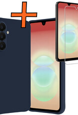 Nomfy Nomfy Samsung Galaxy A18 Hoesje Siliconen Met Screenprotector - Donkerblauw