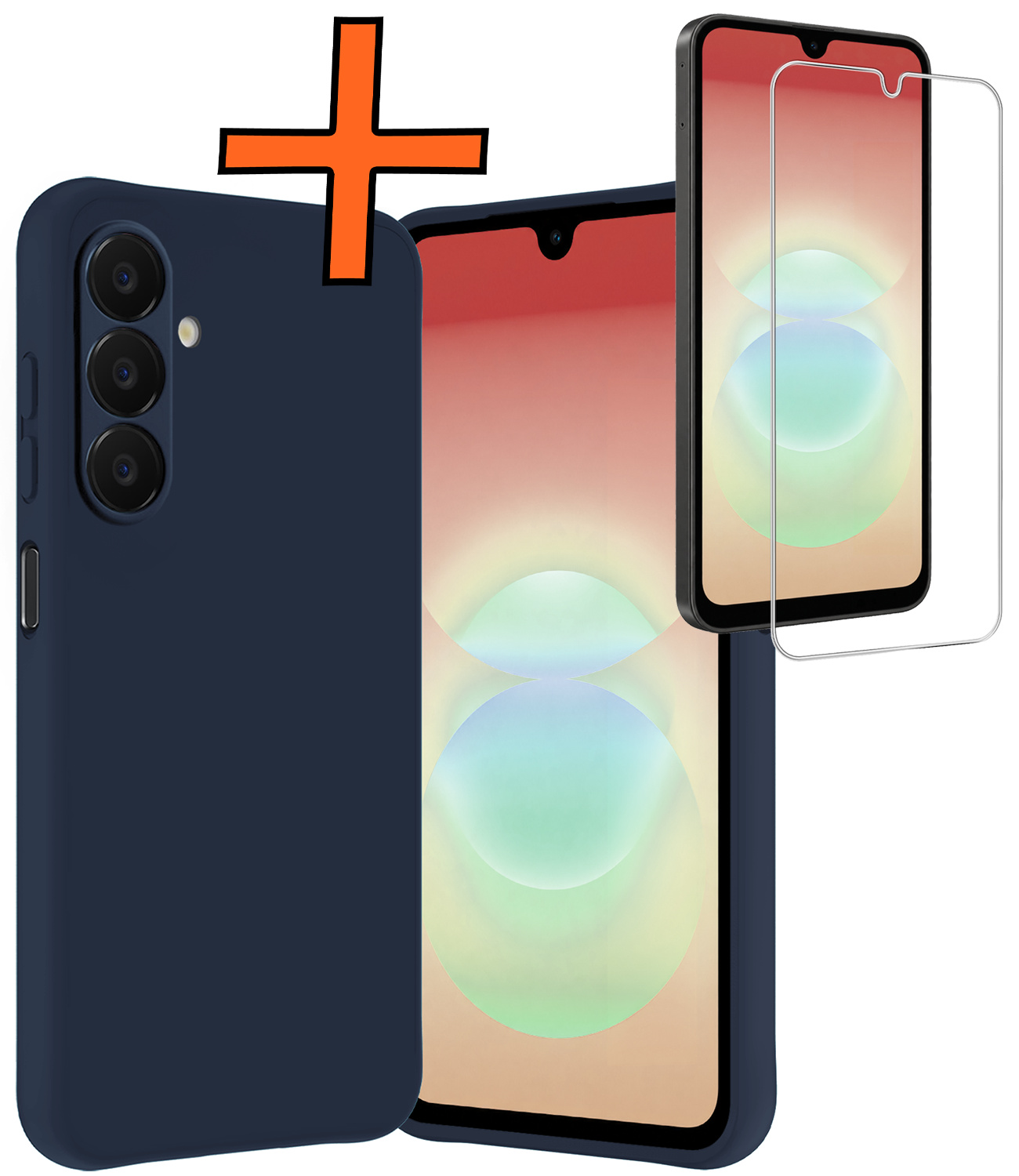 Nomfy Nomfy Samsung Galaxy A18 Hoesje Siliconen Met Screenprotector - Donkerblauw